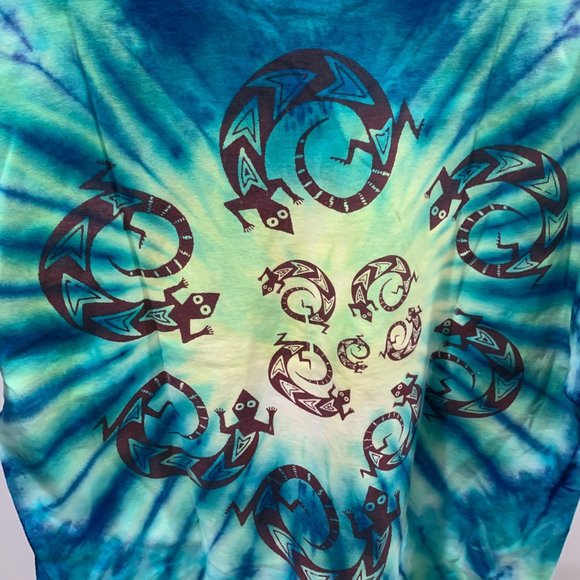 Vtg Delta 1991 Mike Dubois Single Stitch TyeDye Mayan Pyramid Rainforest Shirt L - Picture 9 of 11